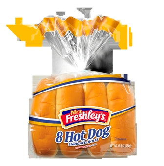 Mrs Freshley's 6" Clustered Hot Dog Buns 12 Ounce Size - 8 Per Case.