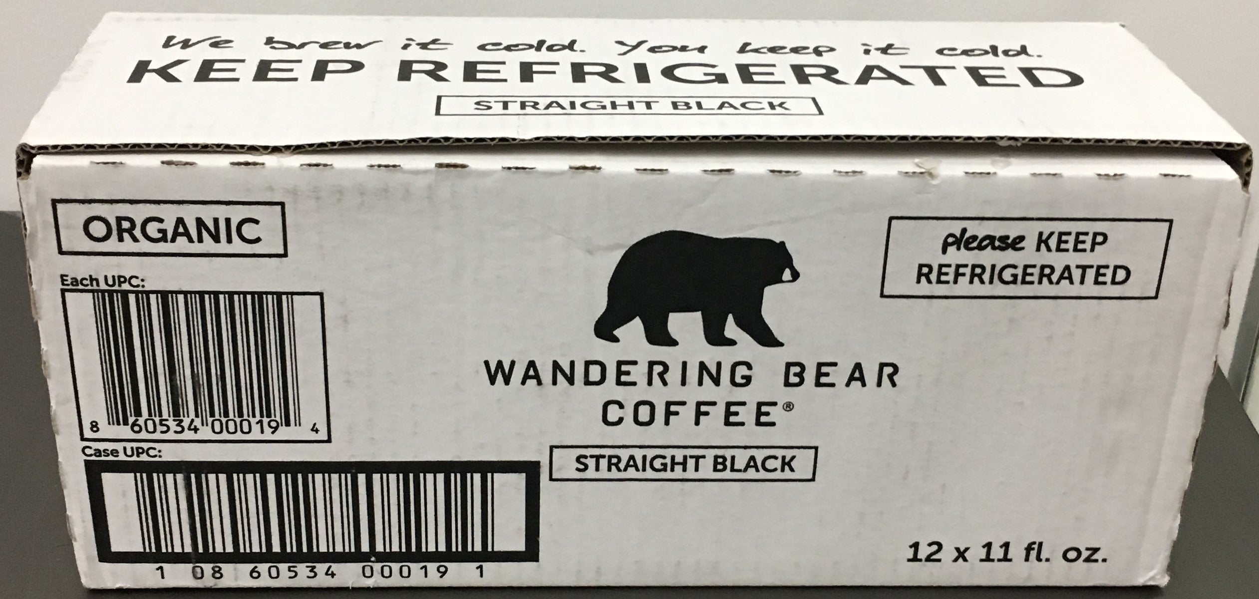 Wandering Bear Coffee Straight Black Cold Brew Coffee Organic 11 Fluid Ounce - 12 Per Case.