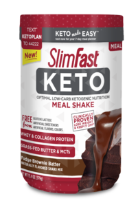 Slimfast Keto Meal Replacement Powder Fudge Brownie Batter Canister Servings 13.4 Ounce Size - 2 Per Case.