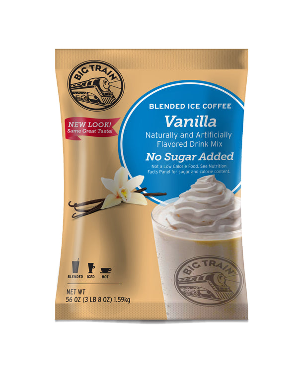 Big Train Blended Iced Coffee Vanilla Latteno Sugar Added 3.5 Pound Each - 5 Per Case.