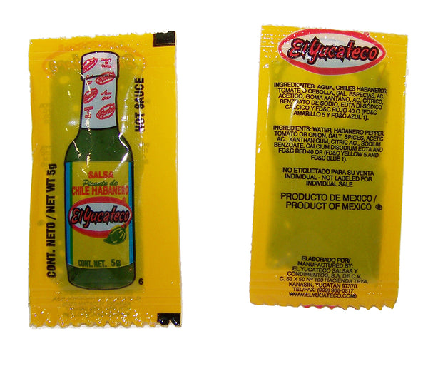 El Yucateco Green Habanero Hot Sauce 0.2 Ounce Size - 300 Per Case.