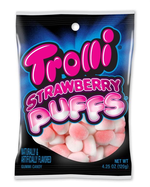 Trolli Strawberry Puffs Peg 4.25 Ounce Size - 12 Per Case.