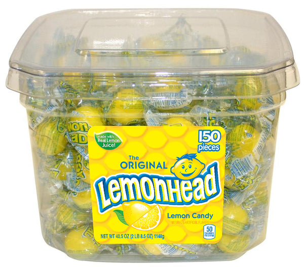 Lemonhead Original Lemon Candy Tub 0.27 Ounce Size - 600 Per Case.
