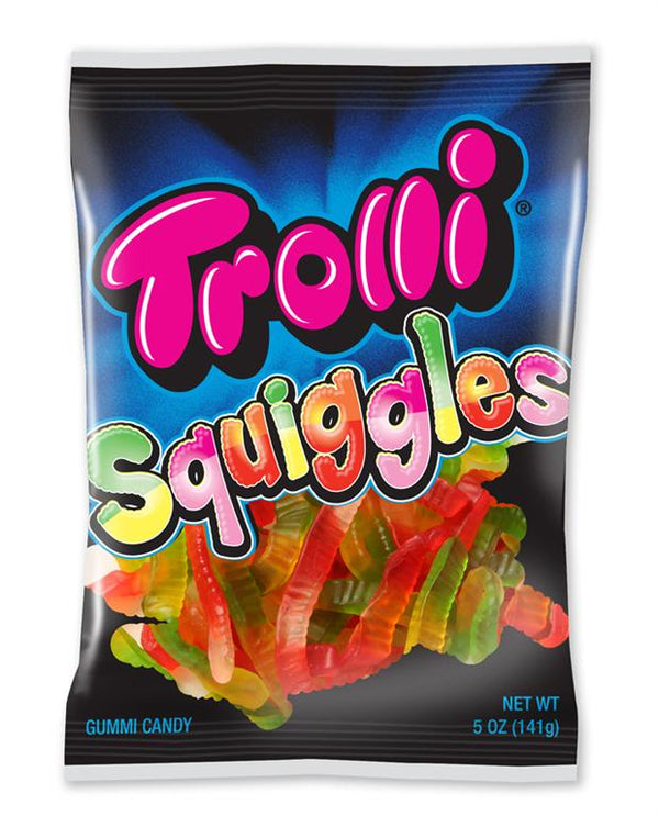 Trolli Squiggles Gummies Peg Bag 5 Ounce Size - 12 Per Case.