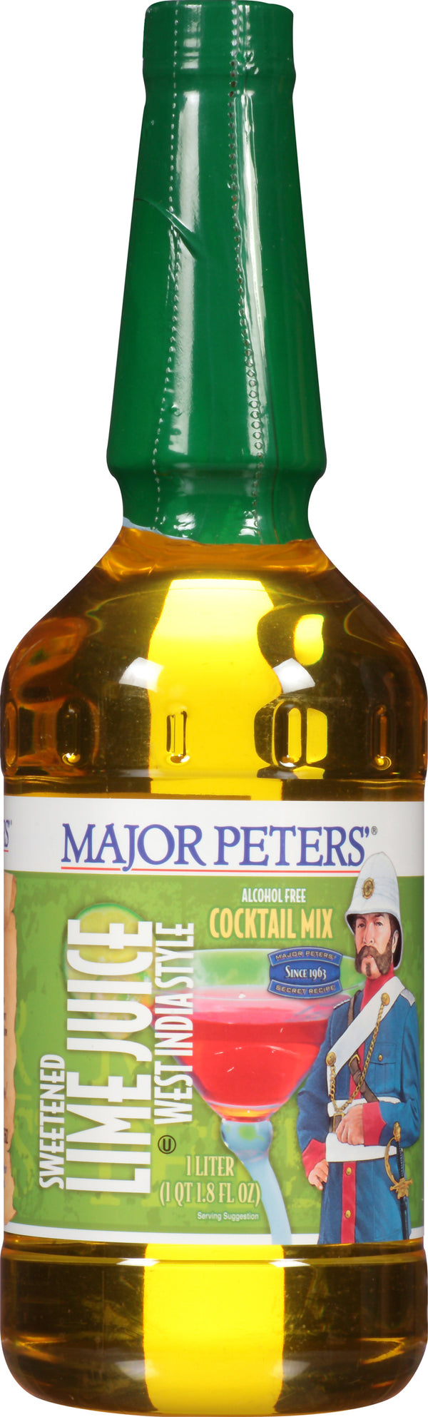 Major Peters' Sweetened Lime Juice 33.8 Ounce Size - 6 Per Case.