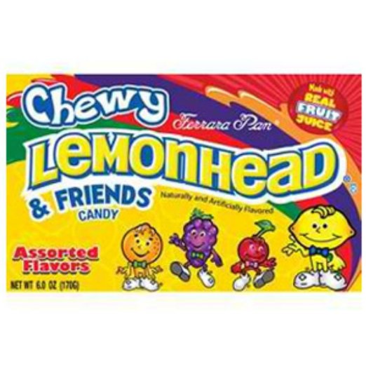 Chewy Lemonhead Fruit Mix Candies Box 0.8 Ounce Size - 288 Per Case.