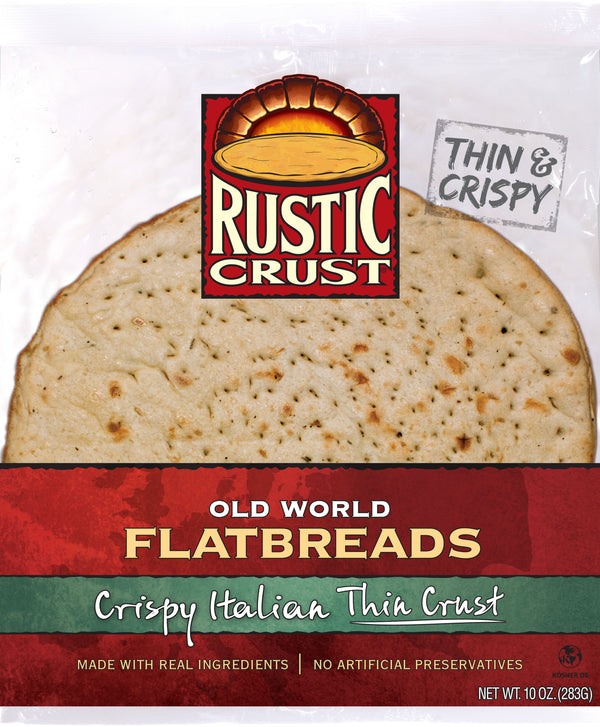 Rustic Crust Crispy Italian Thin Pizza Crust 12 Inch 10 Ounce Size - 8 Per Case.