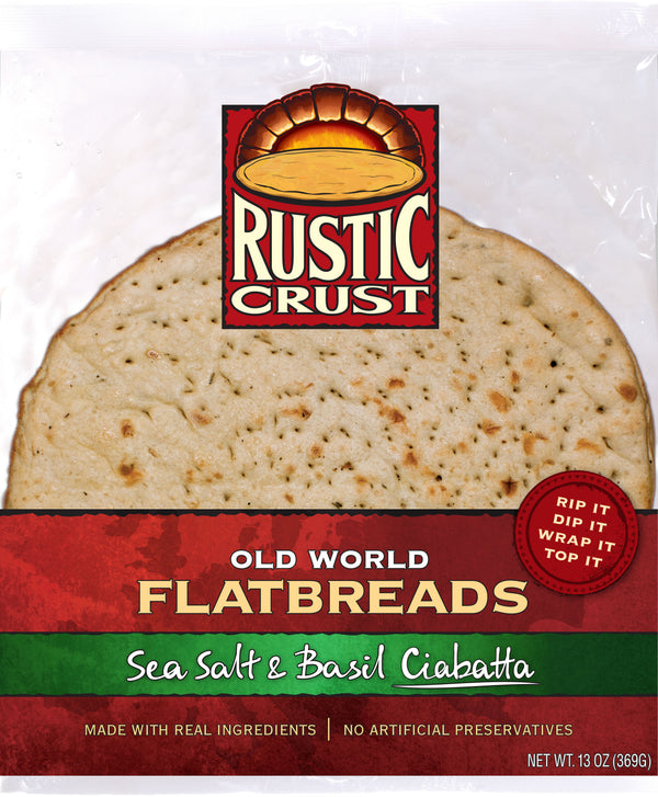 Rustic Crust Ciabatta Flatbread Pizza Crust 12 Inch 13 Ounce Size - 6 Per Case.