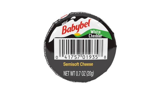 Mini Babybel White Cheddar Cheese Snack 0.7 Ounce Size - 30 Per Case.
