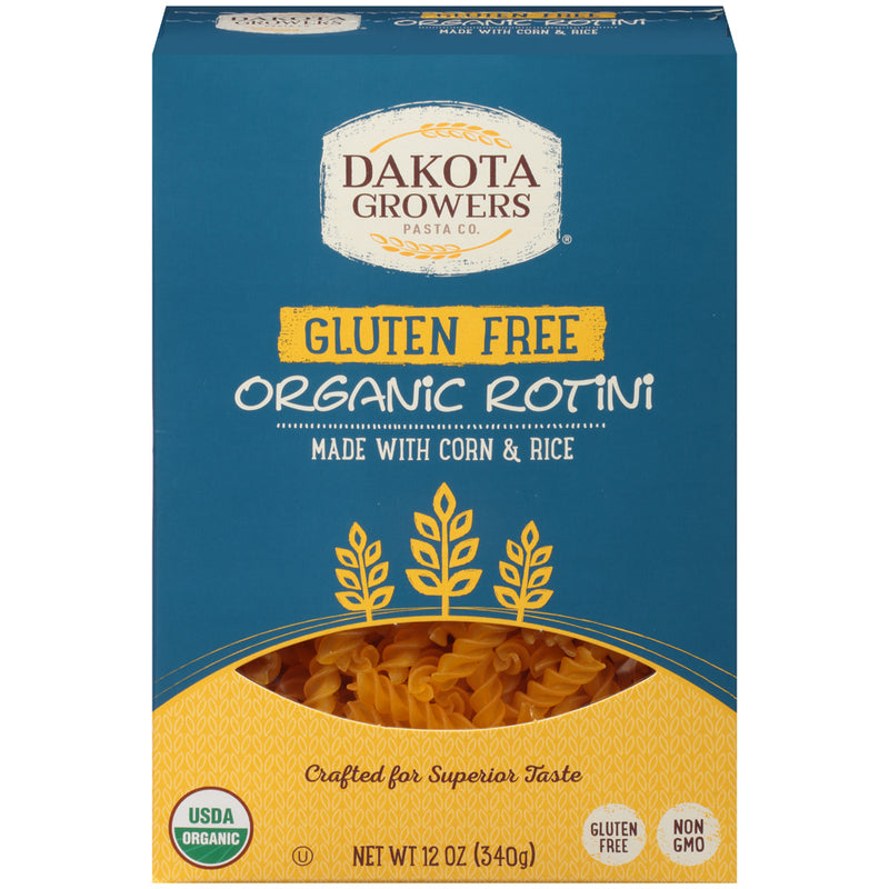 Dakota Growers Gluten Free Organic Rotini Pasta 12 Ounce Size - 12 Per Case.