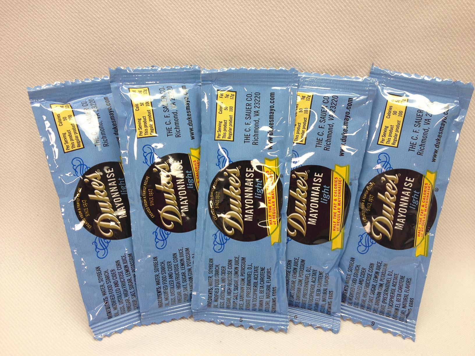 Dukes Mayonnaise Light 12 Grams Each - 200 Per Case.