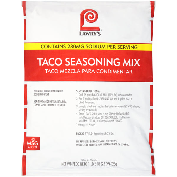 Lawry's Taco Seasoning Mix 22 Ounce Size - 6 Per Case.