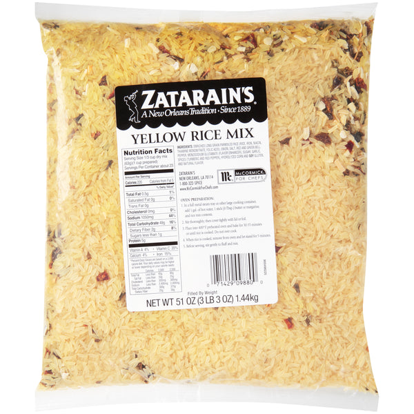 Zatarain's Yellow Rice Mix 51 Ounce Size - 6 Per Case.