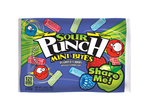 Sour Punch Bites Share Me Assorted Casecaddybag 3.5 Ounce Size - 144 Per Case.