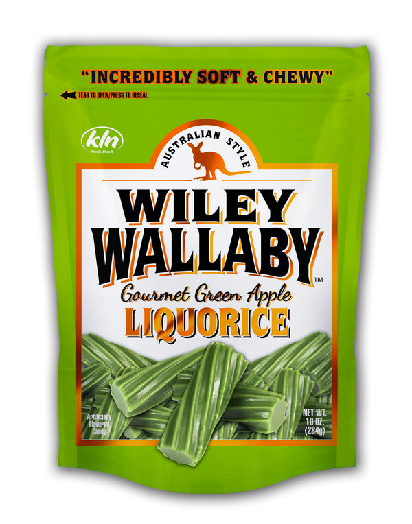 Wiley Wallaby Green Apple Liquorice 10 Ounce Size - 10 Per Case.