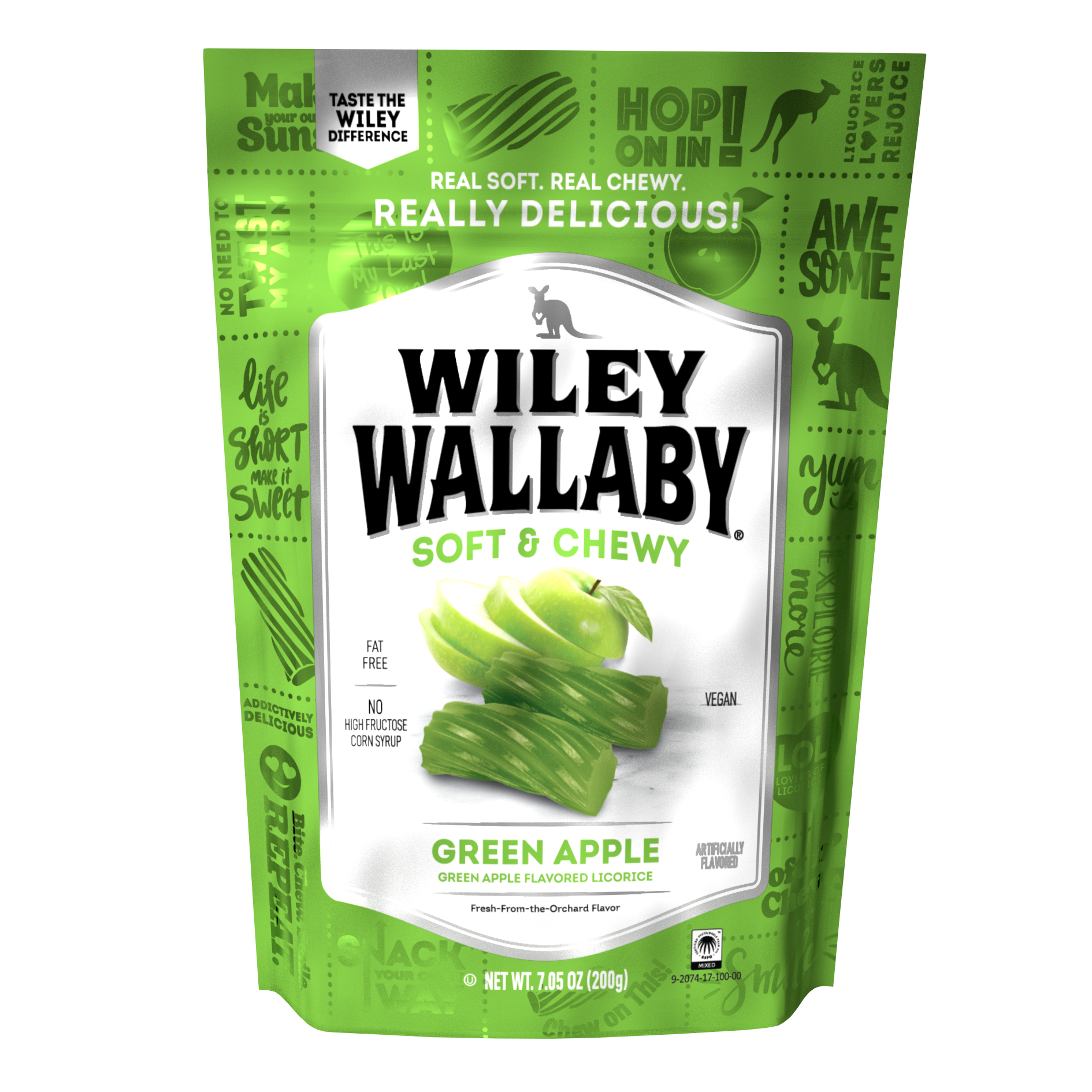 Wiley Wallaby Licorice Green Apple Z 7.05 Ounce Size - 12 Per Case.