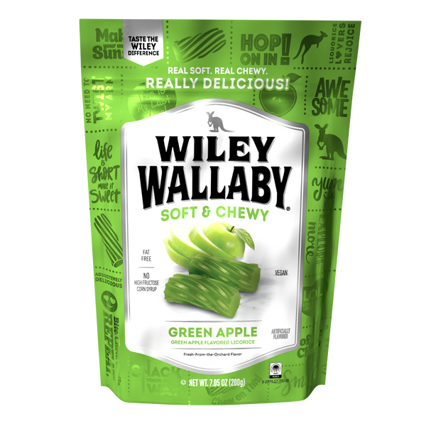 Wiley Wallaby Licorice Green Apple Z 7.05 Ounce Size - 12 Per Case.