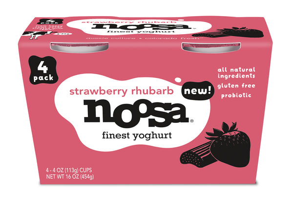 Noosa Yoghurt Strawberry Rhubarb Pack 1 Each - 6 Per Case.