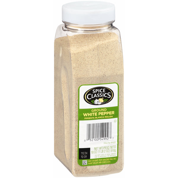 Spice Classics Ground White Pepper 18 Ounce Size - 6 Per Case.