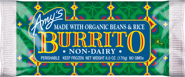 Bean & Rice Burrito Non Dairy 6 Ounce Size - 12 Per Case.