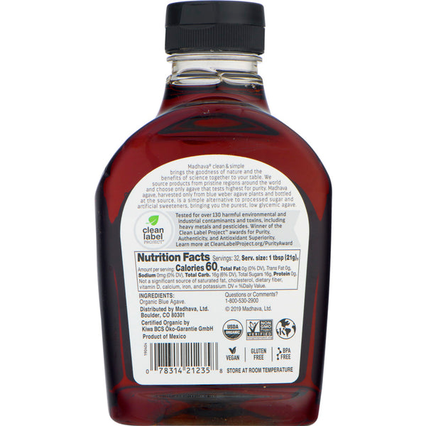 Madhava Amber Agave 23.5 Ounce Size - 6 Per Case.