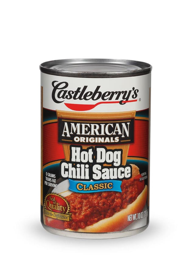Castleberry Hot Dog Chili Sauce 10 Ounce Size - 24 Per Case.