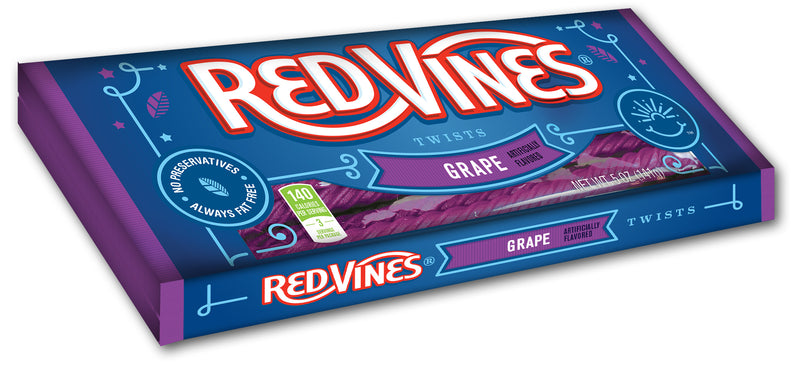 Red Vines Twists Grape Casetray 5 Ounce Size - 12 Per Case.