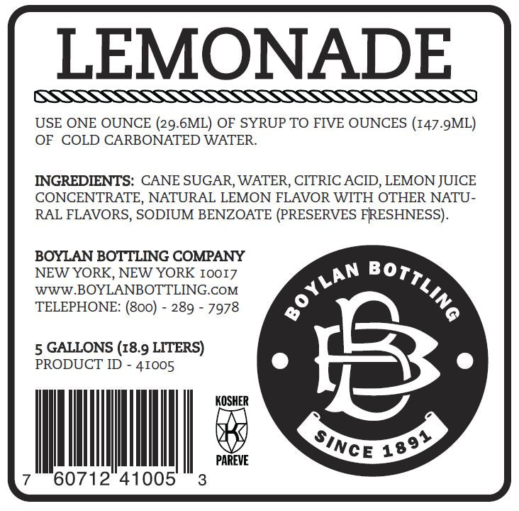 Boylan Bottling Lemonade Soda Bag In Box Fountain 5 Gallon - 1 Per Case.