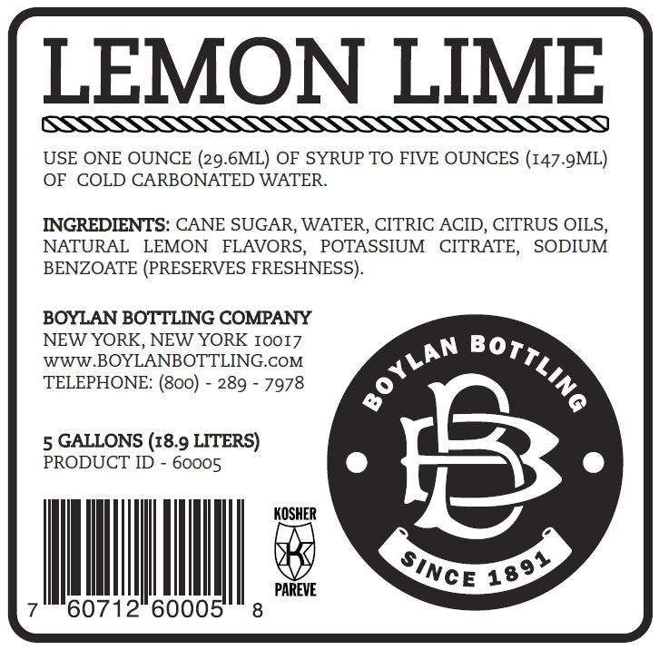 Boylan Bottling Lemon Lime Gal Bib 5 Gallon - 1 Per Case.