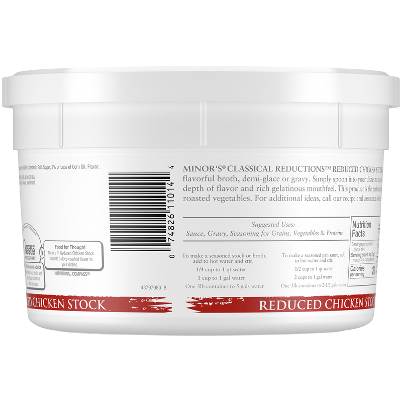 Minor's Classical Reduction Gluten Free Reduced Chicken Stock 3 Pound Each - 4 Per Case.