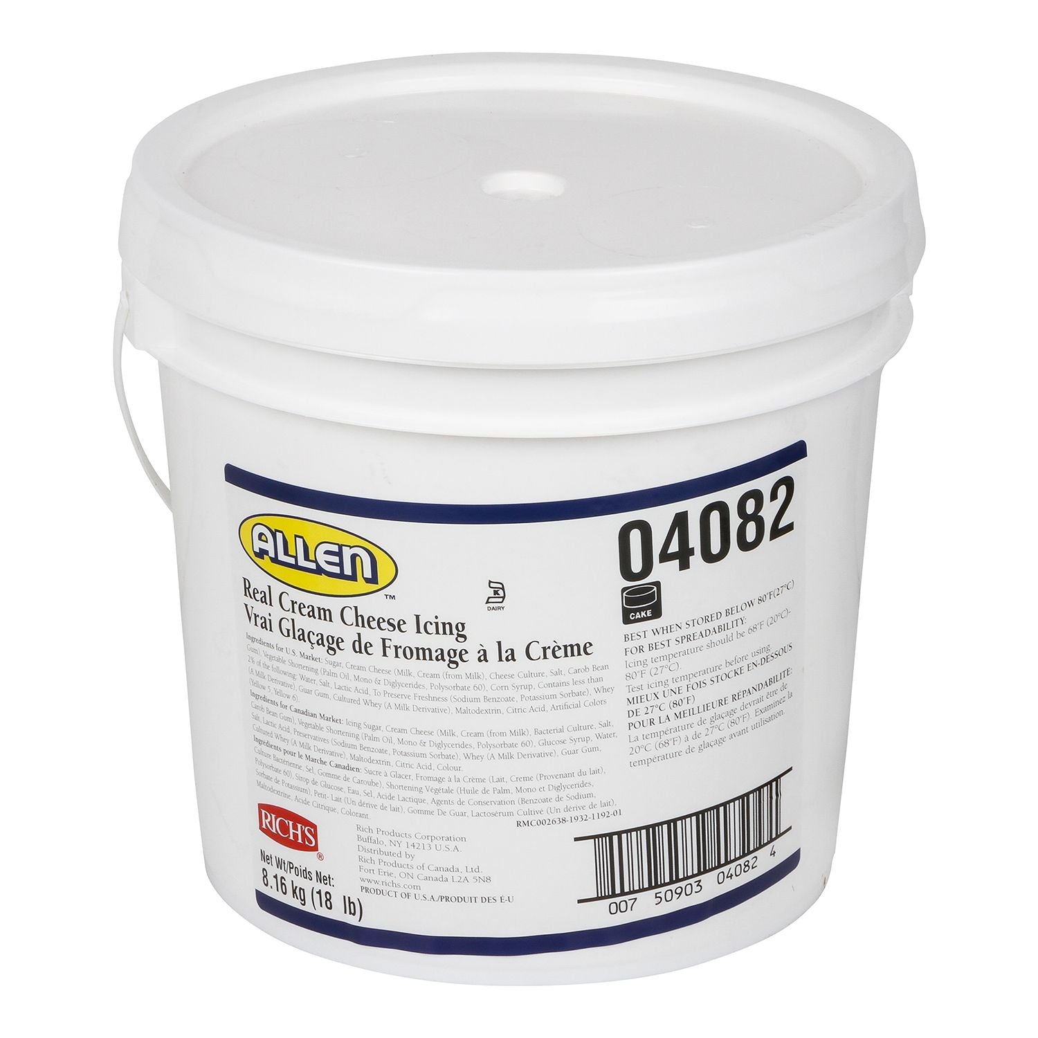 Jwa Real Cream Cheese Icing 18 Pound Each - 1 Per Case.