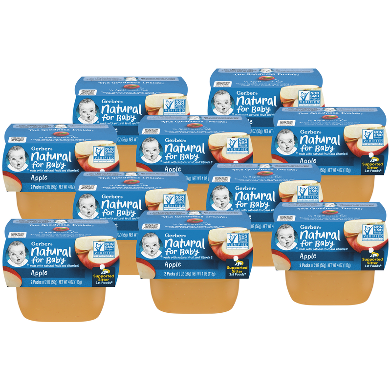 (2 Pack of 2 Oz) Gerber 1st Foods Apple Baby Food 4 Ounce Size - 8 Per Case.
