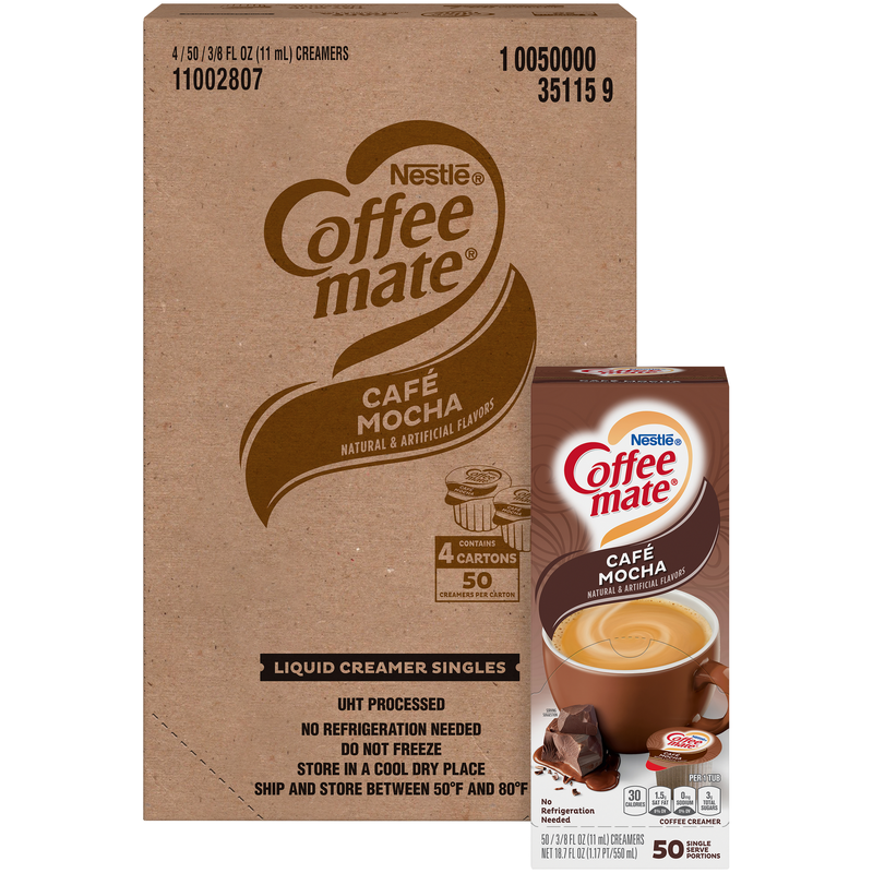 Nestle Coffee Mate Coffee Creamer Cafe Mochaflavor Liquid Creamer Singles 18.7 Fluid Ounce - 4 Per Case.