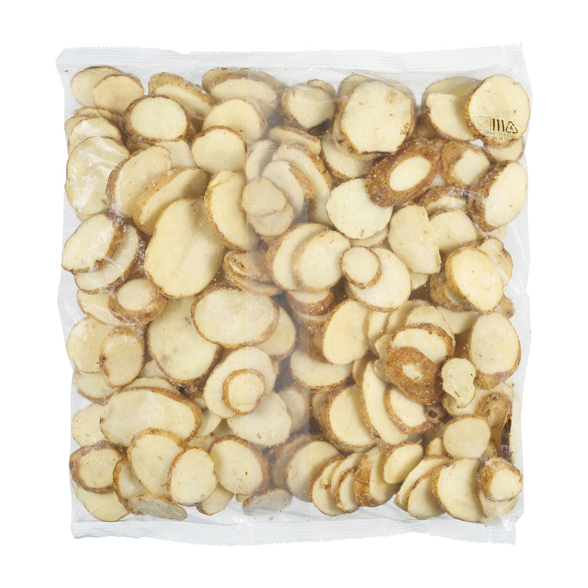 Simplot Skincredibles 8" Galley Cut Potatoslices Skin On 5 Pound Each - 6 Per Case.