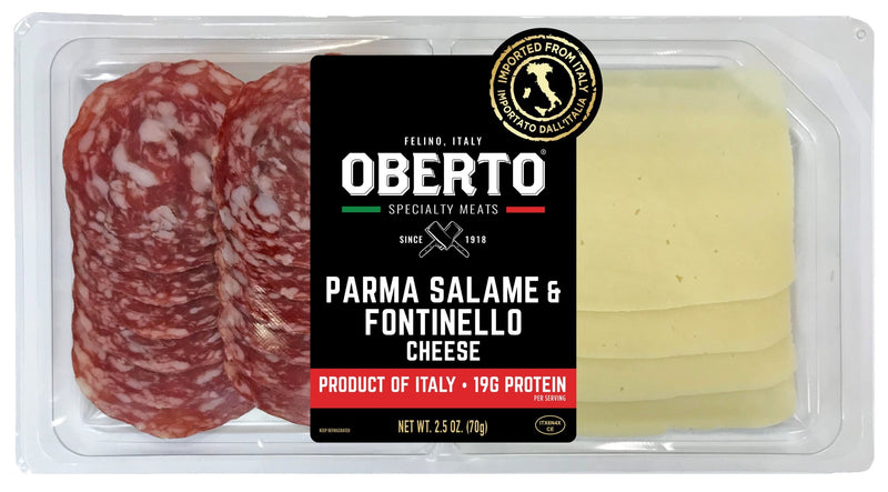Oberto Parma Salame Fontinella Cheese 2.5 Ounce Size - 12 Per Case.
