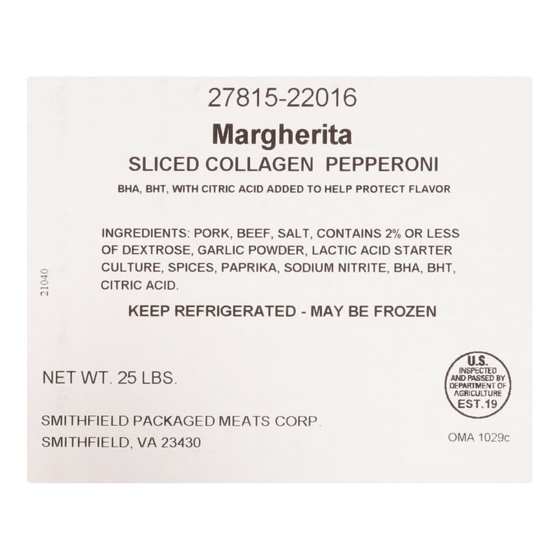 Margherita Collagen Casing 16-18 Count Pepperoni Slices 201.024 Ounce Size - 2 Per Case.