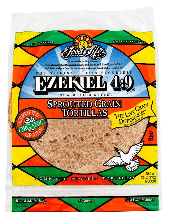 Food For Life Organic Ezekiel Sprouted Whole Grain Tortillas 12 Ounce Size - 12 Per Case.