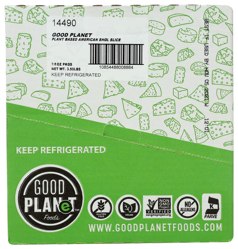 Good Planet Foods American Slices Plant Based Cheese 8 Ounce Size - 7 Per Case.