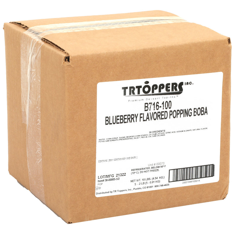 Tr Toppers Blueberry Flavored Popping Boba 2 Pound Each - 5 Per Case.