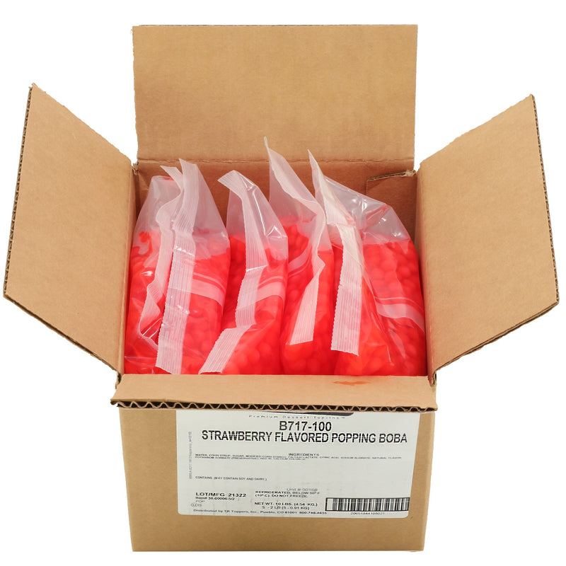 Tr Toppers Strawberry Flavored Popping Boba 2 Pound Each - 5 Per Case.