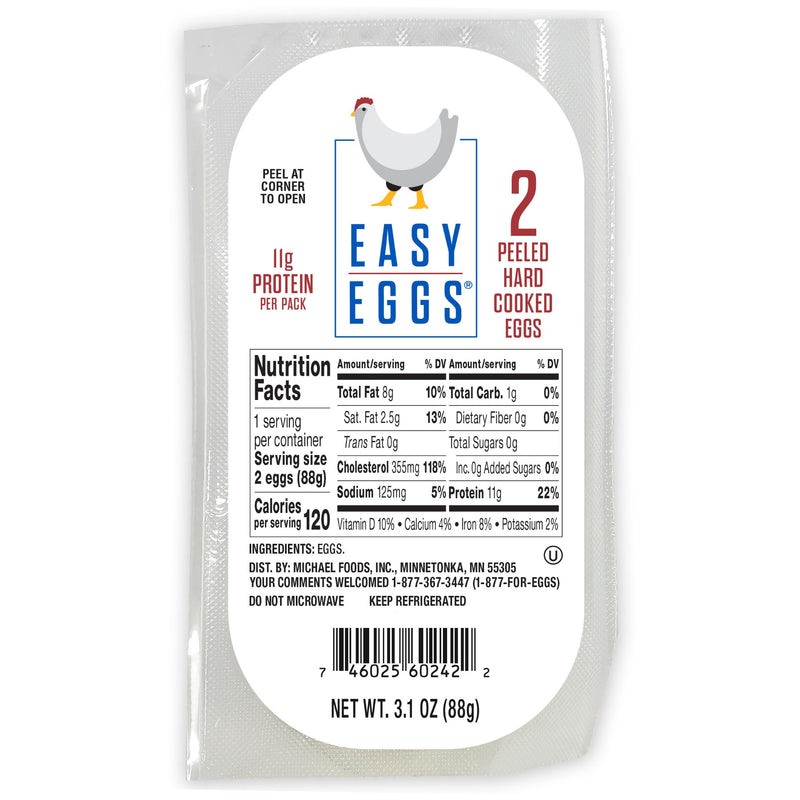 Easy Eggs R Peeled Hard Cooked Eggs Dry Pack 2 Count Packs - 20 Per Case.