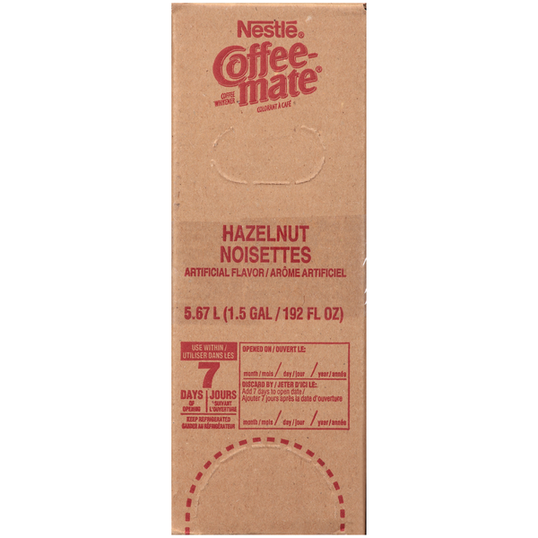Coffee Mate Hazelnut Coffee Whitener Box 1.5 Gallon - 3 Per Case.