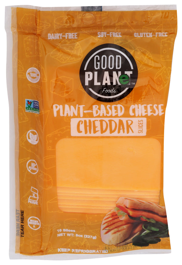 Good Planet Foods Cheddar Slice Plant Based Cheese 8 Ounce Size - 7 Per Case.