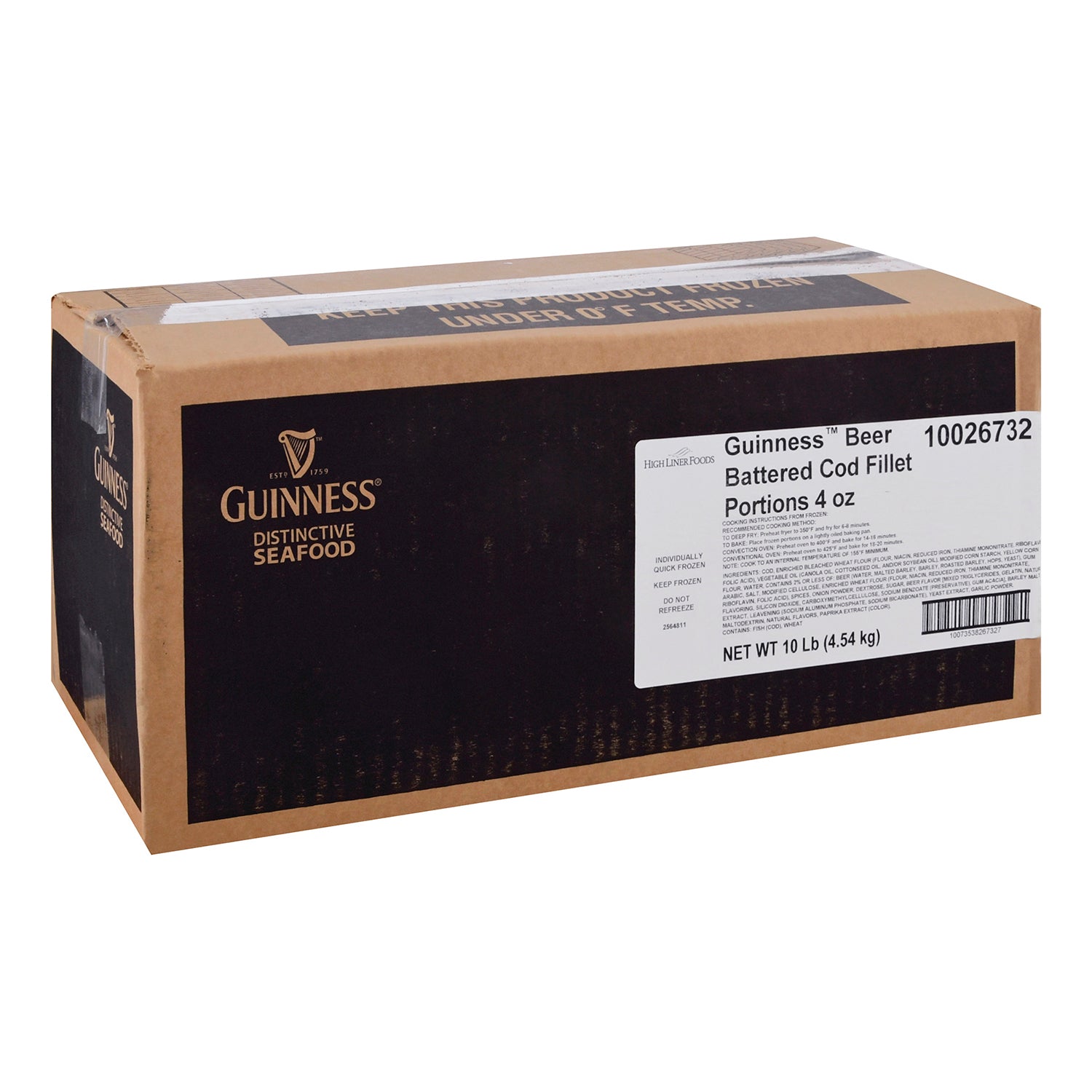Guinness Beer Battered Cod Fillet Portions 5 Pound Each - 2 Per Case.