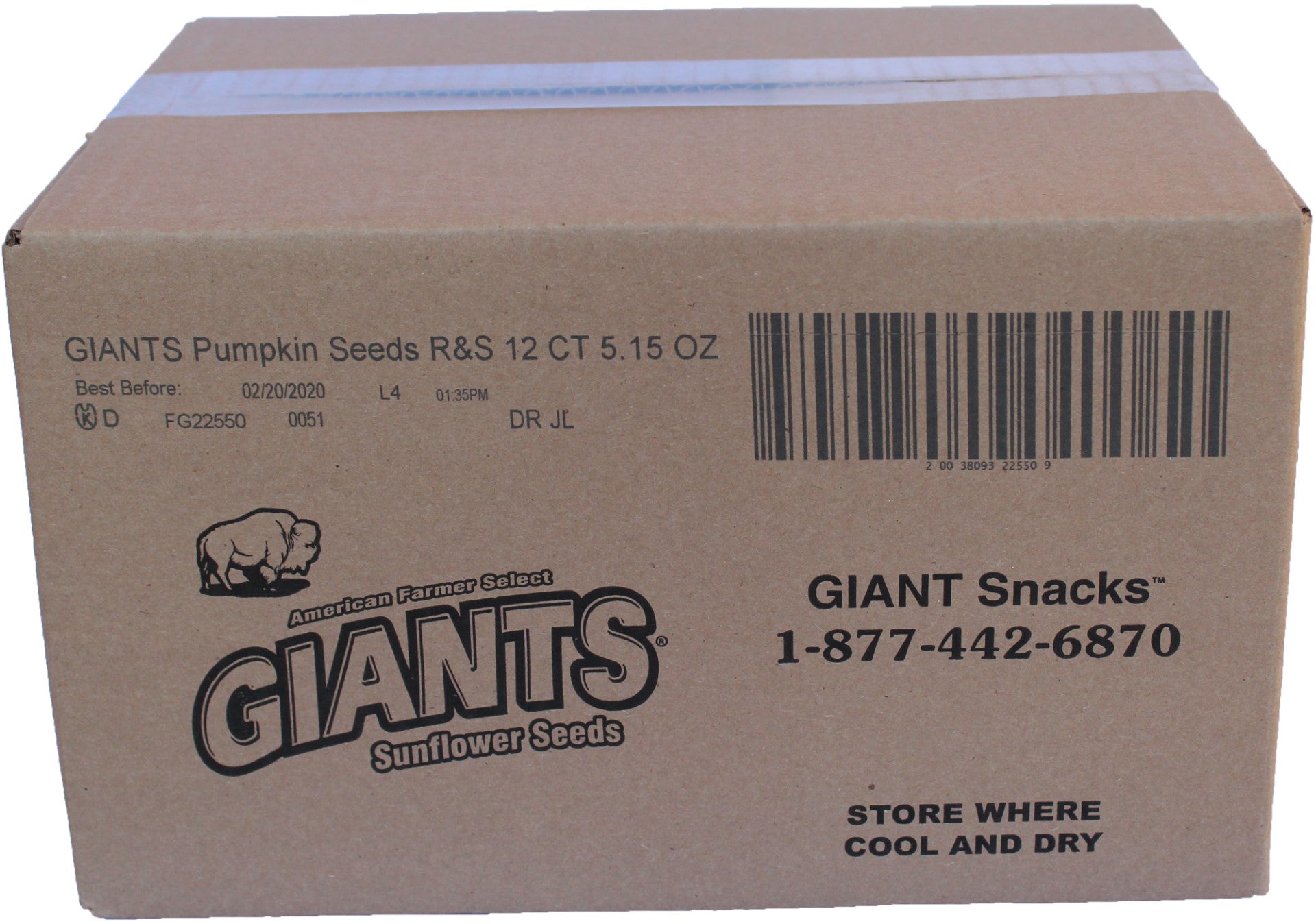 Giant Snack Inc Giants Pumpkin Seeds Roasted & Salted 5.15 Ounce Size - 12 Per Case.
