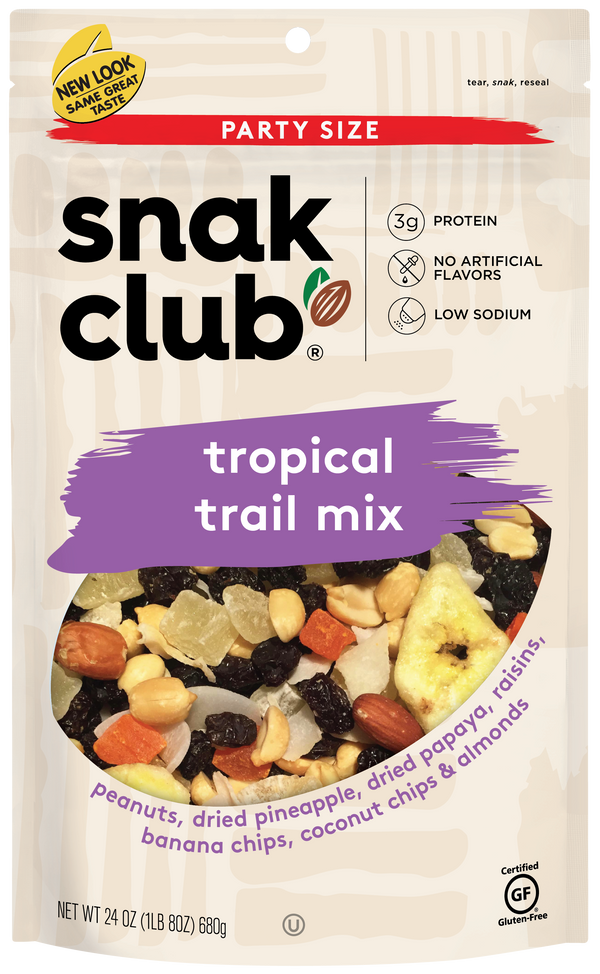 Snak Club Party Size Tropical Trail Mix 1.5 Pound Each - 6 Per Case.