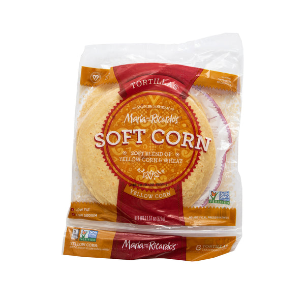 Maria & Ricardo's Soft Yellow Corn Tortillas 6 Inch 8 Count Packs - 14 Per Case.