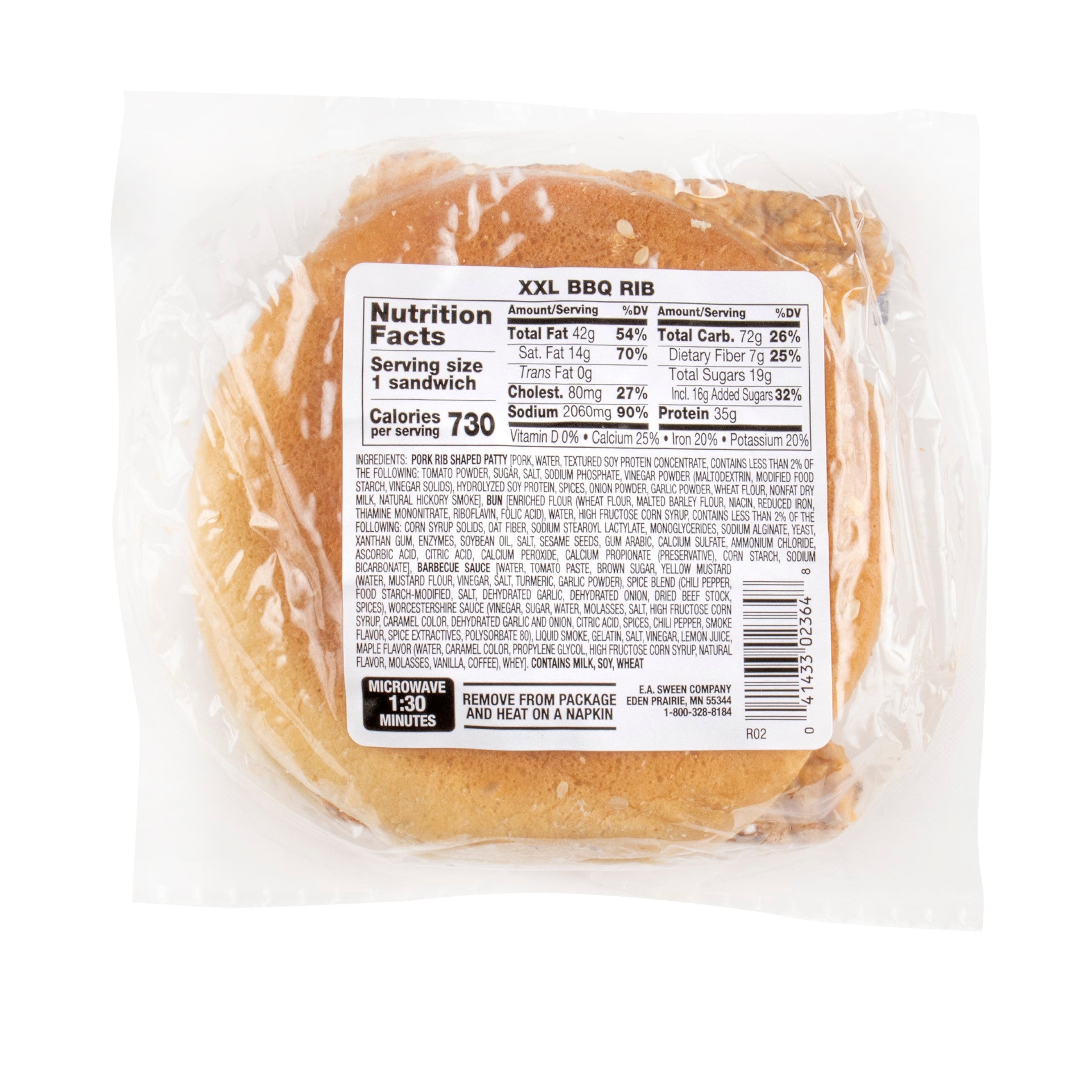 Deli Express XXL BBQ Rib 9.8 Ounce Size - 6 Per Case.