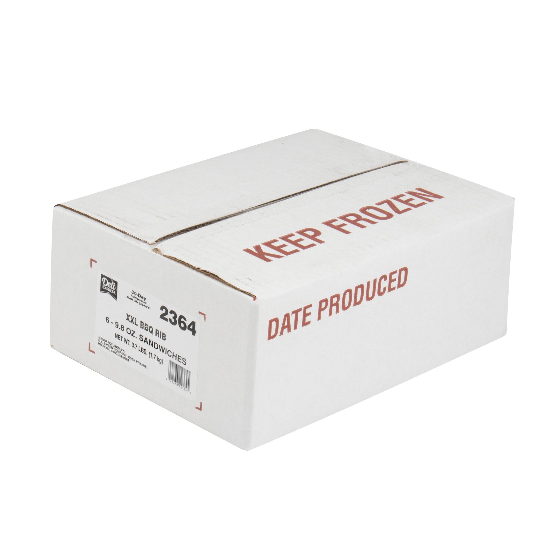 Deli Express XXL BBQ Rib 9.8 Ounce Size - 6 Per Case.