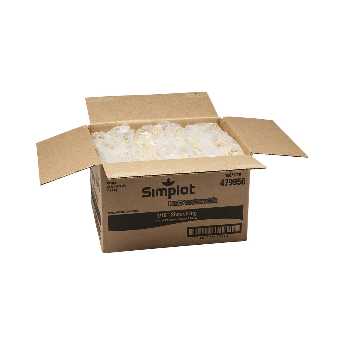 Simplot Megacrunch 6" Battered Julienne Cut Fries Skin On 4.5 Pound Each - 6 Per Case.